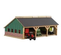 Kids Globe Large Wooden Farm Shed For Tractors (Scale 1:87),Multicolor,30 x 16.7 x 11.9 cm