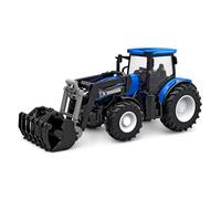 Kids Globe RC Tractor 2.4 GHz Bulldog with Light and Front Loader, Length: 27 cm, Blue, with Remote Control, from 6 Years, 510315