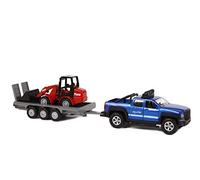 Kids Globe SUV with Trailer + Excavator (Light + Sound, Off-Road Vehicle with Pull Motor, Toy Made of Plastic, Doors can be Open) 510207, Multicoloured