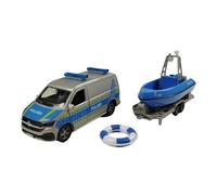 Kids Globe VW Transporter Police with Boat DE Die Cast Pull Back 29 cm, Toy for Children, 520360, Blue