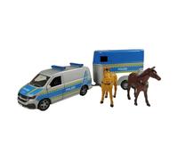 Kids Globe VW Transporter Police with Horse Trailer Die Cast Pull Back 28 cm, Toy for Children, 520359, Blue