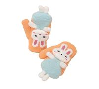 Kids Gloves Cute Animal Fluffy Plush Winter Mittens - 1 Pair (Orange - Bunny)
