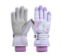 Kids Gloves, Girls Ski Waterproof Gloves Unicorn Winter Thermal Snow Warm Mittens Children Non-Slip Hand Warmers Sports Windproof Heat Snowboard Running Hiking Skiing Cycling