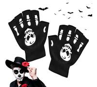 Kids Gloves | Glow In The Dark Fingerless Cycling Gloves for Kids - Halloween Skeleton Mittens for Running, Outdoor Cycling, Skiing