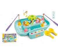 Kids Go Fishing Game Toy Set - Hook a Duck Stocking Filler With Music Water Table, Floating Fish and Ducks, Swirl Pond, and Fishing Pole - Water Play Set