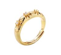 Kids Gold Gypsy Trilogy Ring Victorian, Adjustable Ring with 18K Real Gold Plating, Unique Fashion Jewellery Gift for Men and Teens (Size H - Adjustable to Fit Various Sizes) - Bling King London