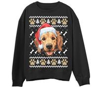 Kids Golden Retriever Christmas Sweater Charming Dog Design Ugly Xmas Pullover Festive Holiday Sweatshirt Gift for Dog Lovers, 12-13 Years, Black