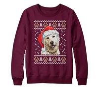 Kids Golden Retriever Christmas Sweatshirt Pet Owner School Jumper Day Winter Puppy Dog Walkers Sweater Boys Girls, 7-8 Years, Maroon