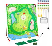 Kids Golf Game Set, Sticky Golf Darts Chipping Game for Indoor & Outdoor Play, Golf Battle Swing Training Mat with Target Wall, Putting Practice Game for Kids, Adults & Family
