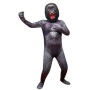 Kids Gorilla Kong Costume Boys Gorilla Monster King Costume Jumpsuit with Full Head Mask Horror Dress Up Suits for Halloween Role-Play Party School Stage