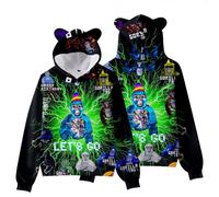 Kids Gorilla Tag Character Group Cat Ear Hoodie Boys Gorilla Tag 3D Figure Printed Sweatshirt for Fans Gift (G,150cm,11 Years,12 Years)
