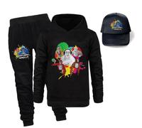 Kids Gorilla Tag Hoodie Trousers and Sunhats 3Pcs Set Kids Gorilla Tag Merch Hoody Boys Monke Merch Sweatshirts (black,150cm,9 Years,10 Years)
