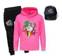 Kids Gorilla Tag Hoodie Trousers and Sunhats 3Pcs Set Kids Gorilla Tag Merch Hoody Boys Monke Merch Sweatshirts (rose,170cm,13 Years,14 Years)