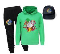 Kids Gorilla Tag Hoodie Trousers and Sunhats 3Pcs Set Kids Gorilla Tag Merch Hoody Boys Monke Merch Sweatshirts (green,140cm,7 Years,8 Years)
