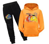 Kids Gorilla Tag Hoodies and Pants 2Pcs Set Boys Monke Merch Sweatshirts Kids Gorilla Tag Merch Solid Color Hoodie (orange,160cm,11 Years,12 Years)