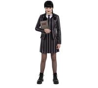 Smiffys Kids Gothic School Uniform Costume Dress with Mock Jacket, Shirt & Tie, Halloween Child Fancy Dress, Gothic Schoolgirl Dress Up Costumes