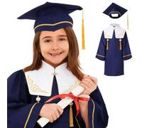 Kids Graduation Gown Sets with Cap Unisex Academic Uniforms Kindergarten Preschool Primary School Stage Performance Costume Photoshoot Outfits Fancy Dress Costume Blue