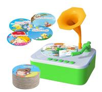 Kids Gramophone with 96 Cards | Toddler Phonograph Record Player - Sensory Learning Educational Storytelling Music Box for 3+ Years Boys Girls Daughter Children Son