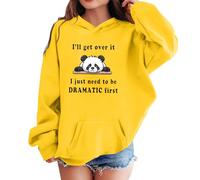 Kids Graphic Print Hooded Sweatshirt Casual Pullover Long Sleeve Soft Fleece Lined Jumper Top for Play Everyday School Youth Cosy Cute Style (Yellow, 4-5 Years)