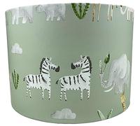 Kids Green Safari Animal Lampshade Ceiling Light Shade Jungle Elephant Zebra Giraffe Theme Nursery Decor Bedroom Accessories Table Lamp