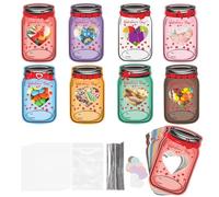 Kids Greeting Cards - Candy Storage Postcard, DIY Jar Design Valentine Exchange Cards with Cute Illustrated Details, Classroom Party Favor Supplies, Sweet Message Card Set for Boys Girls Students