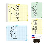 Kids Grid Symmetry Drawing Set - 20 Page Erasable Learning Cards - STEM Art Activity for Fine Motor Skills & Concentration - Educational Writing Training Toy for Home, Nursery & Travel