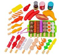 Kids Grill Playset, 29PCS/Set Plastic Kids BBQ Grill Playset, Realistic Play Food, Early Educational Interactive Food Toys for Boys Girls 3+