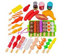 Kids Grill Playset, 29PCS/Set Plastic Kids BBQ Grill Playset, Realistic Play Food, Early Educational Interactive Fake Food Toys for Boys Girls 3+, Toys