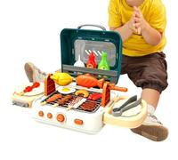 Kids Grill Toy Foldable Interactives Playset With Mists Sound Lights