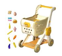 Kids Grocery Cart, Toddler Pretend Play Toy, Interactive Shopping Cart, with Fake Food Accessories, for Baby Walking Practice, Boys and Girls Ages 3+, Educational Kitchen Game