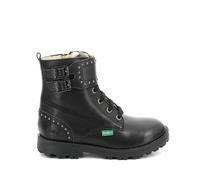 Kids Groorock Ankle Boots in Leather Black