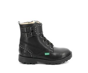 Kids Groorock Ankle Boots in Leather Black