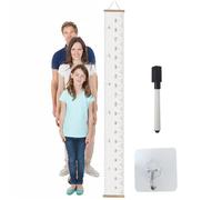 Kids Growth Chart, Wooden Frame Heights Measurement Ruler, Canvas Hanging Height with Fabric Design, Wall Mounted Decor Chart, Easy Read Kids Recording, Home Height Measure Decor for Bedroom