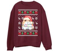 Kids Guinea Pig Christmas Sweater Adorable Xmas Sweatshirt for Children Ugly Pullover Santa Hat Guinea Pig Design, 12-13 Years, Maroon