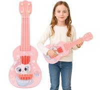 Kids Guitar, 21cm Ukulele for Kids, Pink Cat Design Toy Guitar for Toddlers, Mini Musical Instrument for Early Learning, Gifts for Boys and Girls