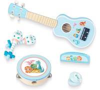 Kids Guitar for Girls, Wooden Musical Instruments Toys with Ukulele, Tambourine, Maracas, Harmonica, Mini Band Sets for Toddlers 2 3 Years Old Birthday Gift