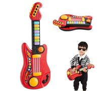 Kids Guitar Piano 2-in-1 Musical Instrument, Electric Guitars Electronic Keyboard Music Toys for 3 4 5 Year Old Boys Girls Xmas Gifts, Adjustable Educational Toy Toddler Guitars for 3+ (Red)