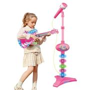 Kids Guitar Set - Music Educational Toy Witth Colourful Lights Demo Songs | Adjustable Height Guittar Sing Performance Kit With Microphone Stand | Gutar Toys for Boy Girls