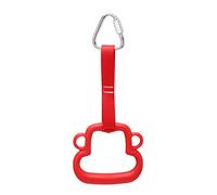 Kids Gymnastic Ring ABS Monkey Style Pull Up Ring with Hanging Strap Outdoor Children Climbing Equipment for Indoor and Outdoor Horizontal Bars (Red)