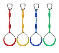 Kids Gymnastic Rings, Colorful Ninja Rings, Trapeze Swing Bar Rings,Climbing Rings, Gym Rings for Ninja Accessory Set for The Garden Backyard Playground Play (4 Color)
