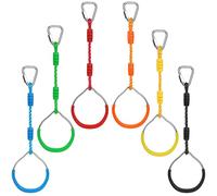 Kids Gymnastic Rings, Colorful Ninja Rings, Trapeze Swing Bar Rings,Climbing Rings, Gym Rings for Ninja Accessory Set for The Garden Backyard Playground Play (6 Color)