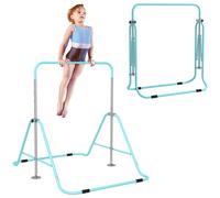 Kids Gymnastics Bar Green Steel 148x105x88-128cm Adjustable Foldable For Ages 3+