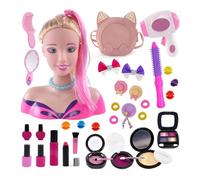 Kids Hairdressing Set Makeup Dolls,Styling Head Age 3+, Blond Hair with 35 Colorful Accessories, Doll Head for Hair Styling,Christmas and Birthday Gift, Styling Head Doll Set for Girls (A-35pcs)
