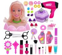 Kids Hairdressing Set Play Hair Dressing Set 41PCS/Set Cute Hairdresser Role Play for Kids Doll Head for Hair Styling with Kids Hair Dryer and Hair Accessories Pretend Makeup Sets for Girls Gift Set2