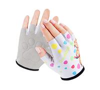 Kids Half-Finger Monkey Bar Gloves for Age 1-9 Boys Girls Climbing Biking Good Grip Control Gloves for Gymnastics Balance Boards Outdoor Sports (White, Large)