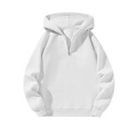 Kids Half Zip Hoodie Boys Girls Hooded Sweatshirt Long Sleeve Casual Trendy Pullover Unisex Soft Comfortable Jumper Cute Lightweight Comfy School Sport Clothes (White, 9-10 Years)
