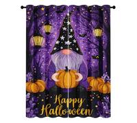 kids Halloween Blackout Curtains Pumpkin Dwarf Forest Eyelet Thermal Insulated Window Drapes for Bedroom Living Room, Width 66" x Drop 54" 2 Panels