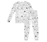 Kids Halloween Costume Girls Doodle Print Long Sleeve Top Trousers Outfit Creative Graffiti Pattern Play Set Ideal for Trick Or Treat Fun Two Piece for Ages 2 To 8