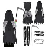 Kids Halloween Costume - Scary Dress Set, Boys Creepy Outfit | Spooky Fabric Design with Realistic Accessories for Trick or , School Festival Game, Party , Haunted Role Play