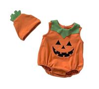 Kids Halloween Costume Sleeveless Pumpkin Romper + Indoor Shoes Womens Pumpkin Costume Kids Halloween Costumes Girls Newborn Outfit Jumpsuit for My First Bodysuit/Top